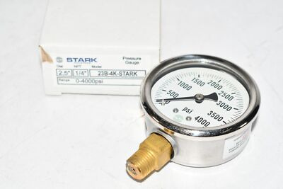 #ad NEW Stark Industries 23B 4K 2.5#x27;#x27; 2 1 2#x27;#x27; Pressure Gauge 1 4#x27;#x27; NPT 0 4000 PSI $30.98