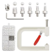 Pearl Setting Machine Hand Press Tools with 5 Size of Round White Pearl Beads...