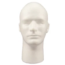 Male White Styrofoam Head Foam Mannequin Face Bust Form Display Stand 11 Inch