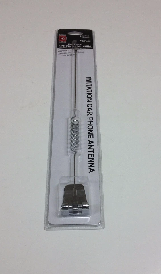 ANTENA FICTICIA DECORATIVA AÉREA TELÉFONO IMITACIÓN COCHE METAL CROMADO 13" ANT-1224 Foto 3 de 3