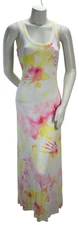 Style and Co Maxi Dress Womens size Medium Yellow Pink Sundress Stretch nwot