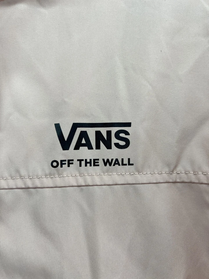 Chaqueta cortavientos Vans para mujer pequeña rosa con capucha cremallera completa manga a cuadros Foto 3 de 4