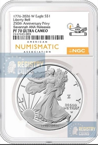2026 W Proof $1 American Silver Eagle NGC PF70UC Privy 250th ANA SHOW Savannah !
