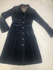 GUESS Vintage 90s Y2K Belted Denim Dress Duster  Long Sleeve Women’s Size Small