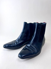 Hugo Boss Mens Black Leather Chelsea Boots Sz 41 Slip On Dress Ankle Italy