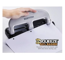 Bostitch 3-Hole Punch 20 Sheet Capacity EZ SQUEEZE -  NEW IN BOX