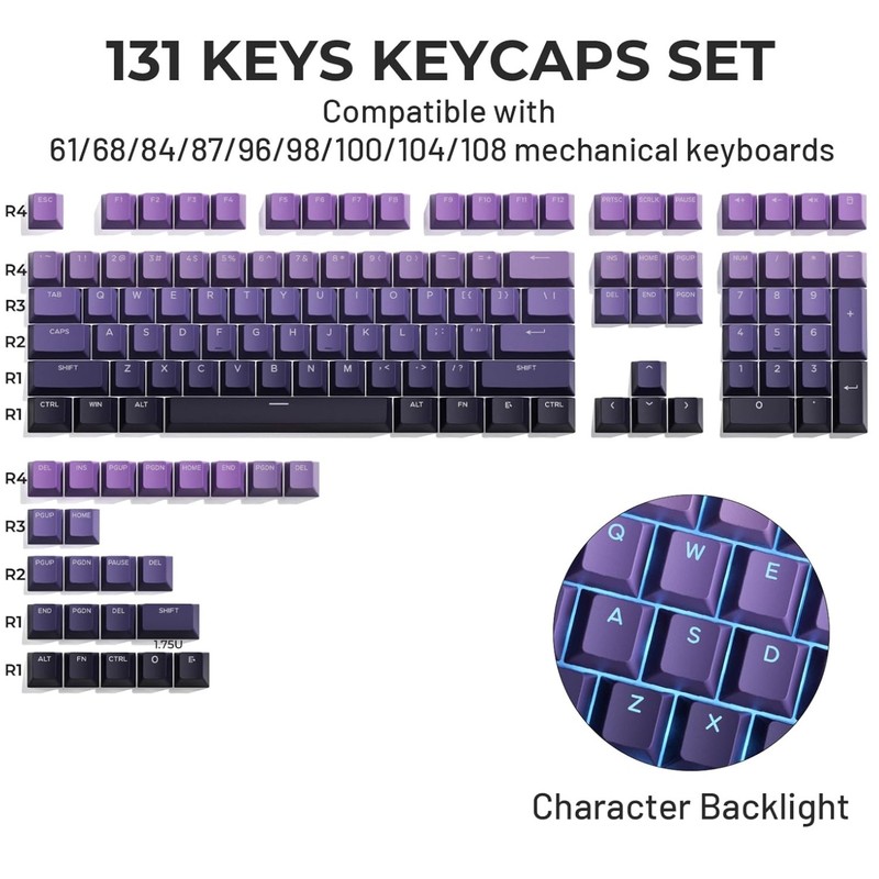Custom Keycaps Set 134 Keys for Mechanical Keyboard