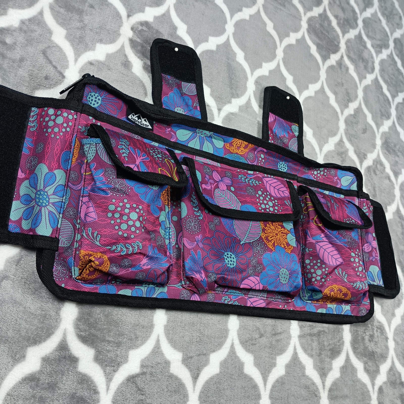 SupreGear Wheelchair Walker Organizer Bag Floral Multi Pocket Storage Pouch