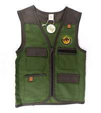 Nature Planet Explorer Vest Jr Paleontologist Full Zip Pockets Green One Size