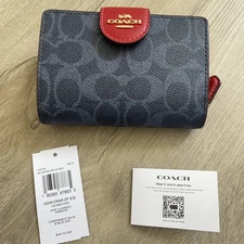 NWT Coach Medium Corner Zip Wallet In Signature Canvas CW786