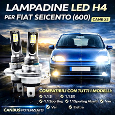 COPPIA LAMPADINE H4 LED 110W FARI FANALI CANBUS LUCE BIANCA PER FIAT SEICENTO
