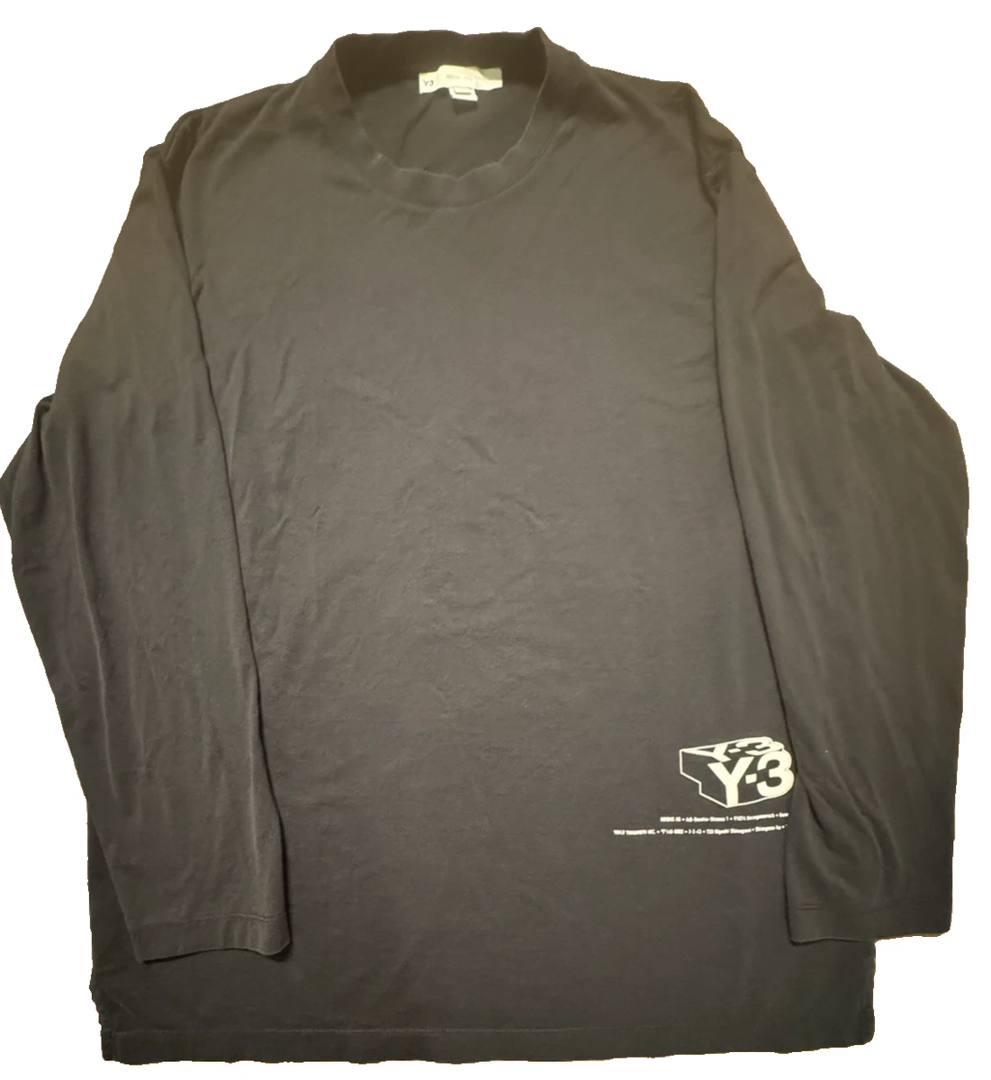 Y-3 by Yohji Yamamoto X Adidas Black Long Sleeve Cube XL T Shirt