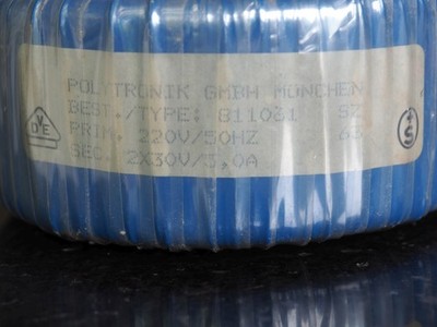 Ringkerntrafo pri. 230V sec. 2X 30V, 3A
