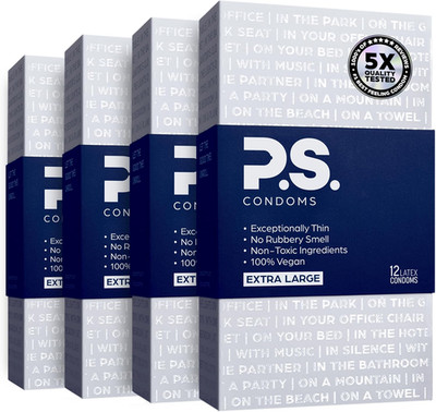PS Condoms Extra Large Latex Condoms for Men - Odorless and 100% Vegan - Excepti