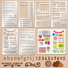 6 Pcs Metal Planner Stencil Journal Stencil Wood Burning Engraving Stencils S...