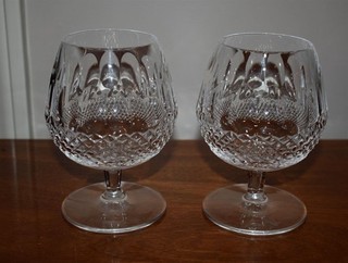 BEST! SET OF 2 WATERFORD CUT CRYSTAL BALLOON BRANDY SNIFTER GLASSES COLLEEN
