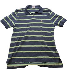 Brooks Brothers Performance Polo Shirt Mens Large Navy Blue Striped Short Sleeve