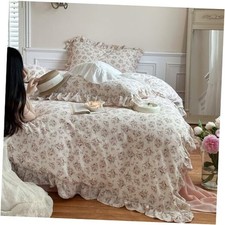 Gauze Cotton Floral Duvet Cover Vintage Floral Pattern Full Pink Peony