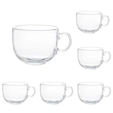 16oz Glass Jumbo Mugs With Handle For Coffee, Tea, Soup,Clear Drinking Cup,Se...
