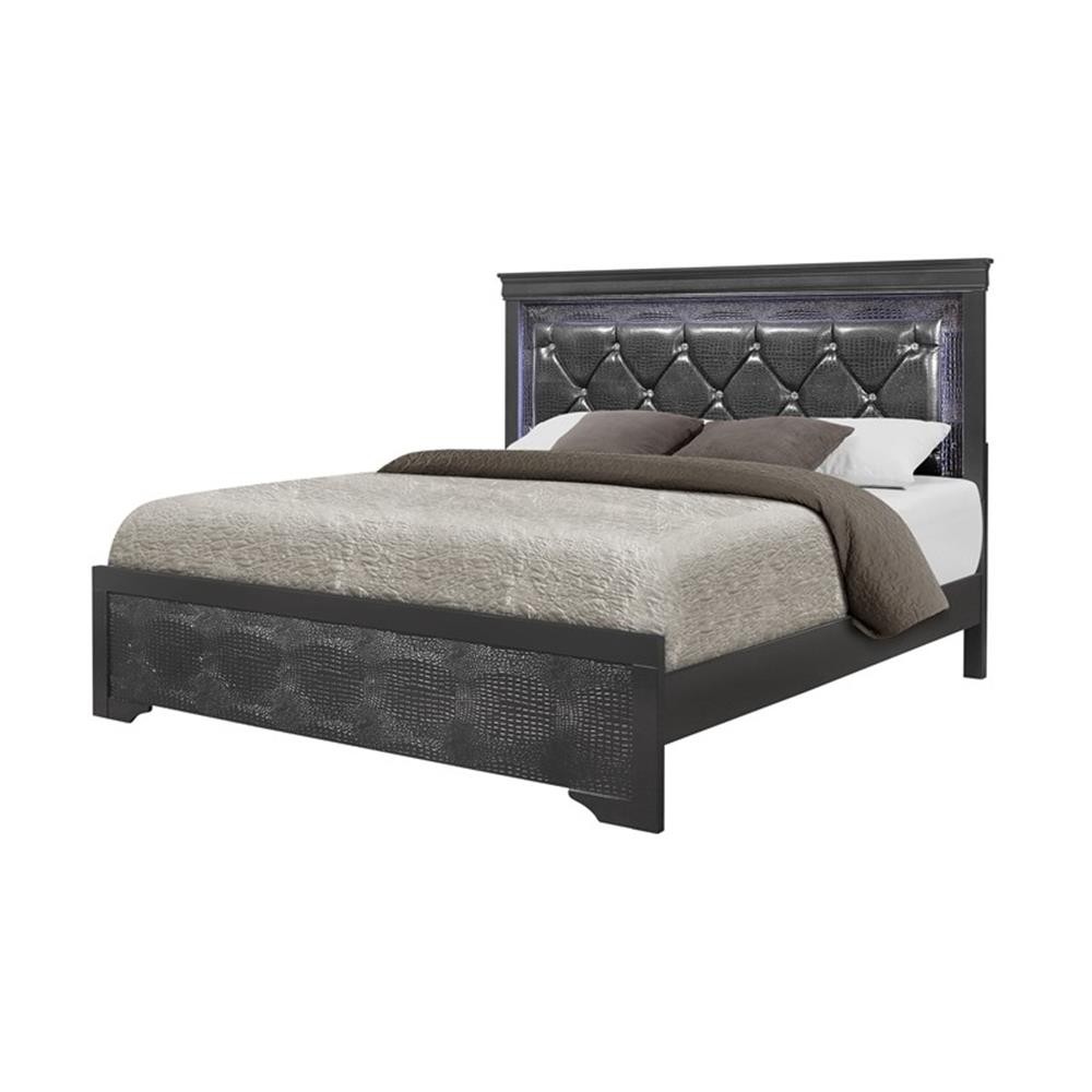 Global Furniture USA Pompei Metallic Gray Queen Bed w/ LED Light
