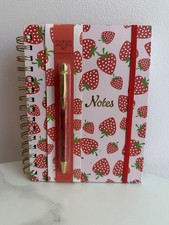 Strawberry Pattern Journal Notebook and Pen Set Pink Red Green White