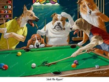 Dogs Playing Pool – “Jack The Ripper” 18 x 24 inch canvas print