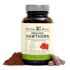 Organic Hawthorn Berry Capsules  Extra Strength 1,200mg per Serving  60 Veg...