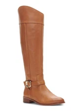 VINCE CAMUTO Womens Beige Ovarlym Round Toe Block Heel Leather Riding Boot 8.5 M