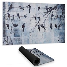 Begin Home Decor C1DM1424QBUSB7 14 x 24 in. Bird Bedroom Blue Desk Mat - Abst...