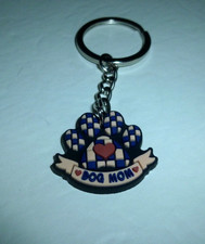 "Dog Mom" Pawprint Rubber Keychain-1.25" x 1.25"-Brand New 