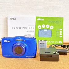 Nikon COOLPIX S32 Blue Compact Digital Camera Tested Working Seller Japan