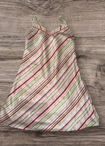 Vintage striped Slip mini Dress Green pink Size 36 / 38 - Picture 2 of 6