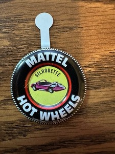 Rare & VTG Mattel Hot Wheels Silhouette Tin Pin Button Badge (1960s)