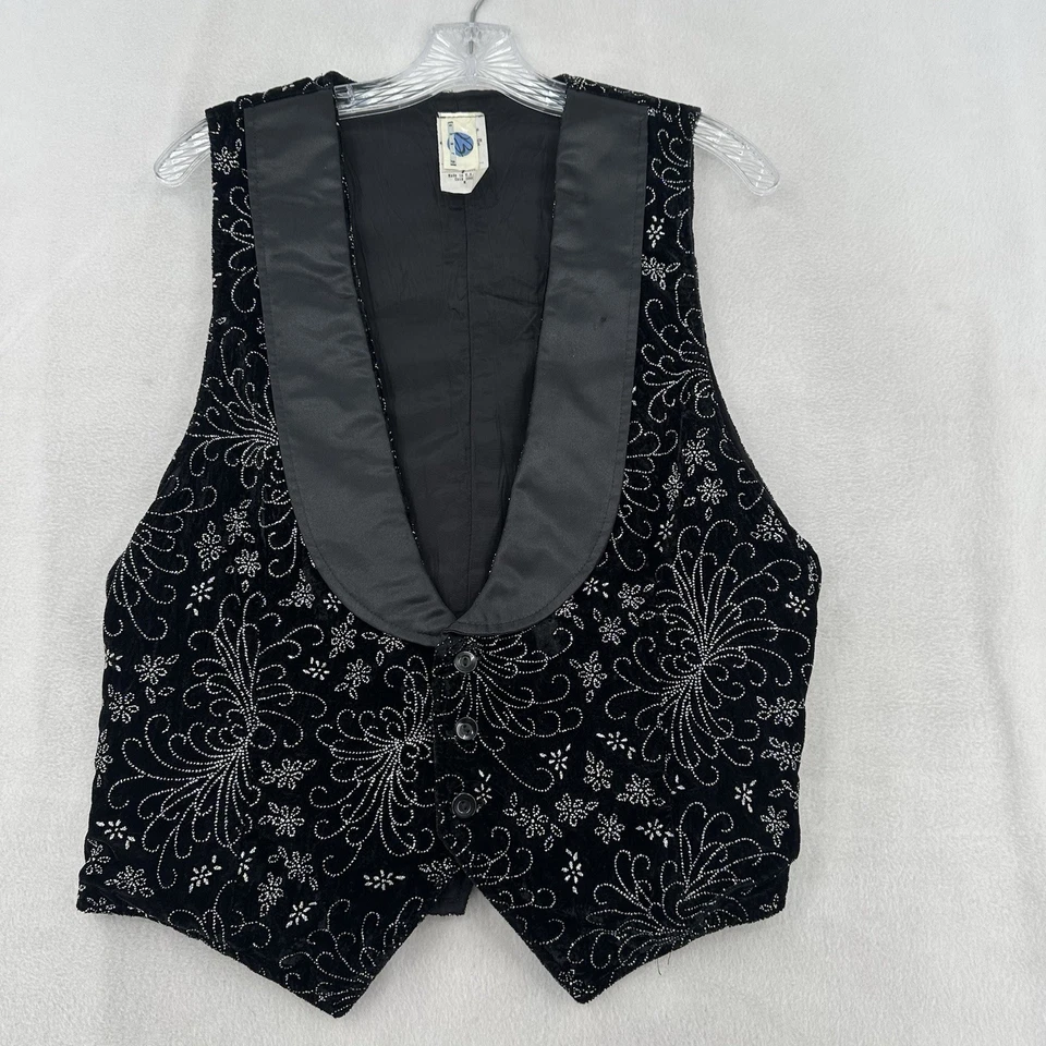 Chaleco Negro Brillo Disfraz Baile Vacaciones Capricho Gótico Hecho en EE. UU. Hombres M De Colección Foto 4 de 4
