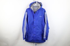 Vtg 90s Adidas Mens Large Distressed Spell Out Lined Hooded Windbreaker Jacket