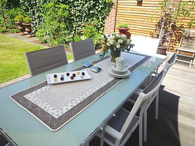 Beige Runner Tavolo Moderno Runner Tavola Tavolo da Pranzo Lino Cucina Decorativo retrò Onde Runner da Tavola per Vacanze Agriturismo Gathering Cena Feste Nozze Lavabile in Lavatrice 40x140 cm