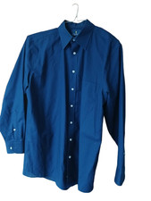 Stafford Dress Shirt Men's 16 32/33 Dark Blue Fitted Travel Easy Care