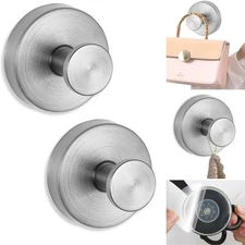 No-Drill Suction Cup Hooks,2024 Upgraded Stainless Steel Waterproof Hooks for...