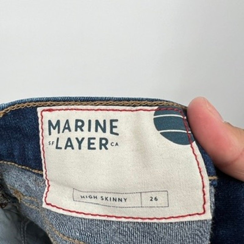 Marine Layer High Skinny Jeans Women's 26 Blue Dark Wash High Waisted View 5