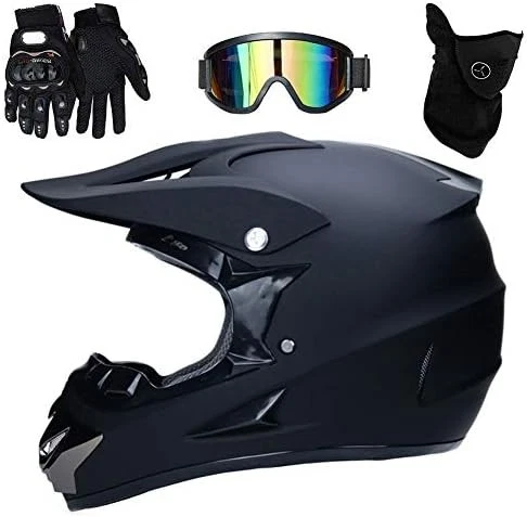Casque Motocross Enfant Adulte DOT Homologué Noir Taille S Gants Fox Racing - Photo 1/4