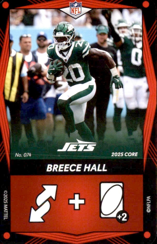 2025 Uno Elite Core Breece Hall New York Jets #074 Red