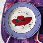 Red Hat Society Lot Of 2 Hand painted Plates And Casserole Carrier — photo 2