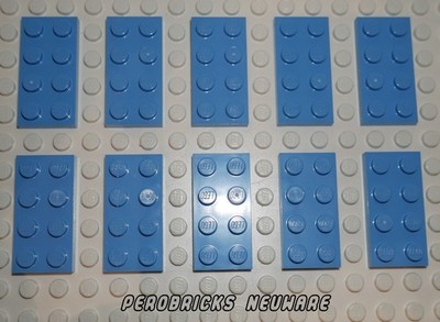 Lego Basic 10 Platten 2x4 #3020 medium blau NEUWARE
