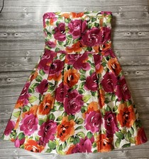 Papaya Floral strapless Fit and Flare tea DRESS with Tulle SMALL Zip and clasp
