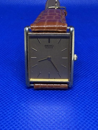 Working Vintage Seiko Tank Mens Watch Thin Gold Tone 6530-5079 New Battery