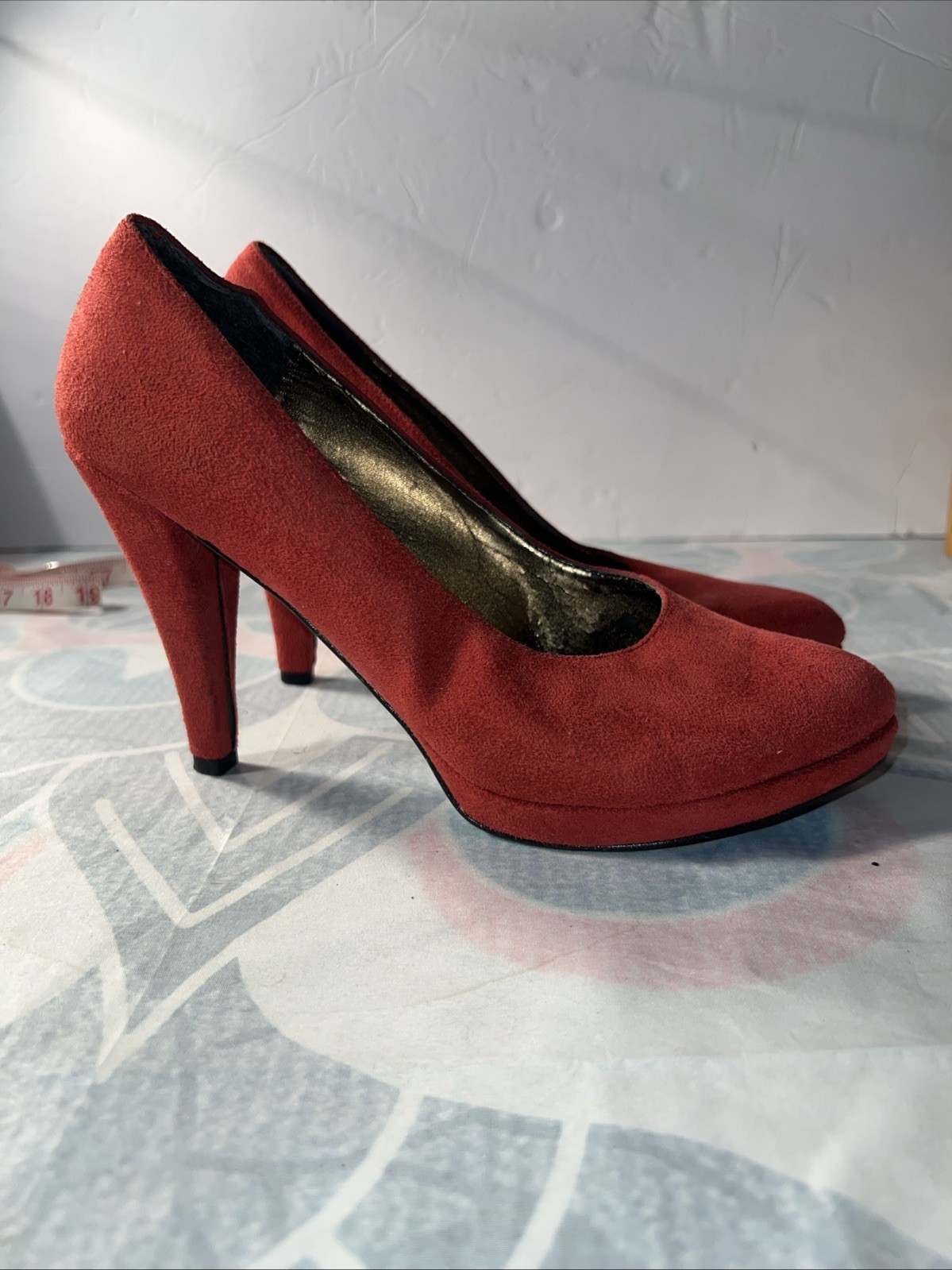 Roxen Red Suede Leather Pointed Toe High Heels Pumps Size 7.5