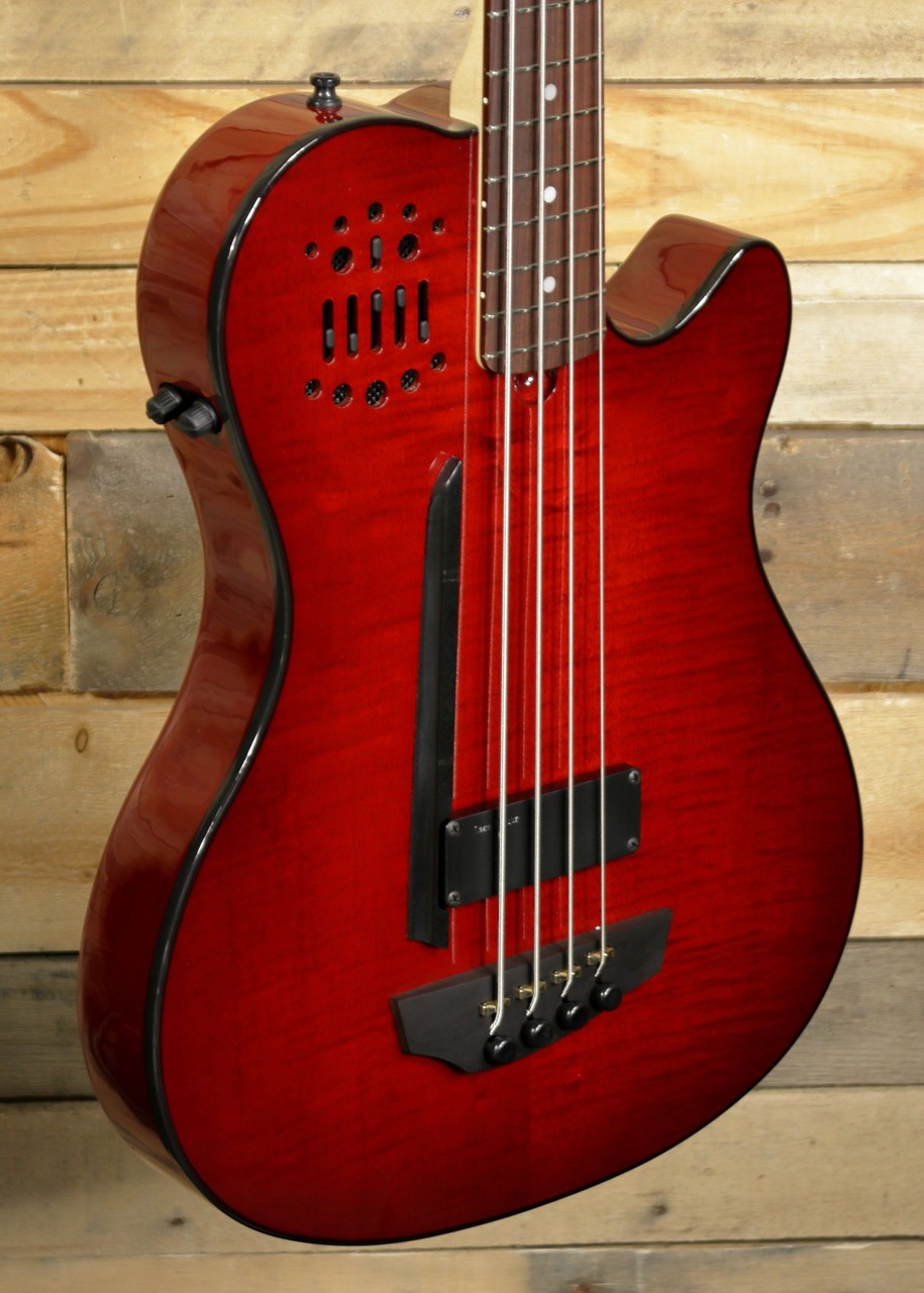 Godin A4 Robert Trujillo Metallica 4-String Bass Transparent Red w/ Case