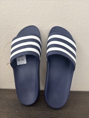 Adidas Sz 13 Adilette Dark Blue and White Post-Swim Cloudfoam Aqua Slides F35542