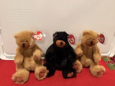 Ty Attic Treasures Beanbag Plush Bears 1993 Lot of 3 Brown Black