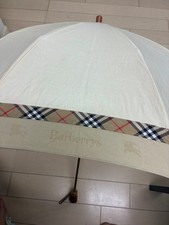 Burberrys Folding Umbrella Beige Check Pattern Sun Parasol Polyester